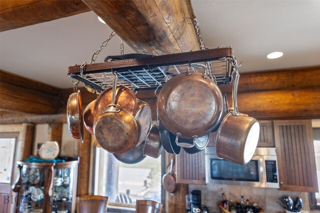 6 Browtine Ln, Ennis, MT 59729 - room details featuring stainless steel microwave and rustic walls