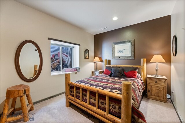 6 Browtine Ln, Ennis, MT 59729 - bedroom featuring recessed lighting, visible vents, light colored carpet, and baseboards