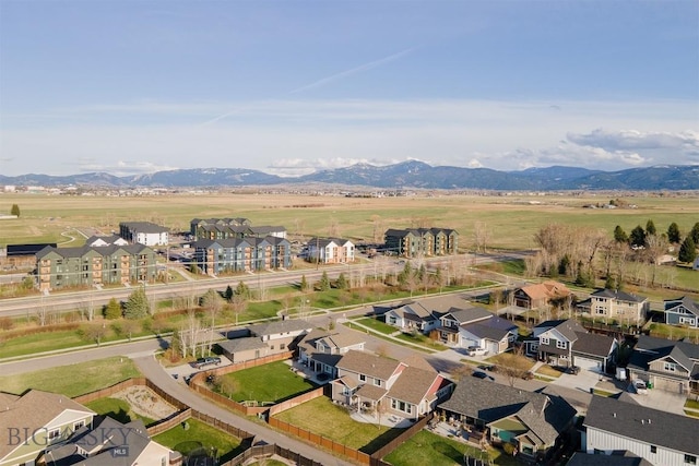 birds eye view of property featuring a residential view and a mountain view