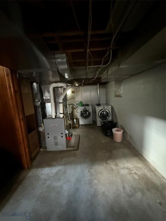 2900 Kennedy, Butte, MT 59701 - unfinished below grade area featuring heating unit and washer and clothes dryer