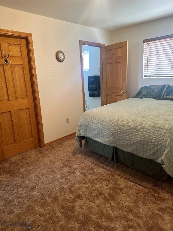 bedroom with baseboards and carpet floors