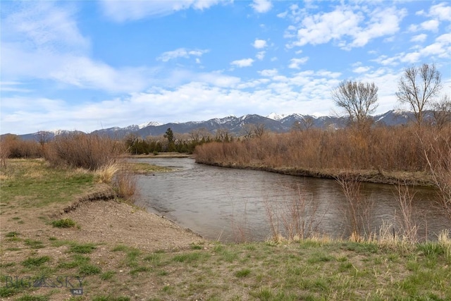 view of water feature with a mountain view