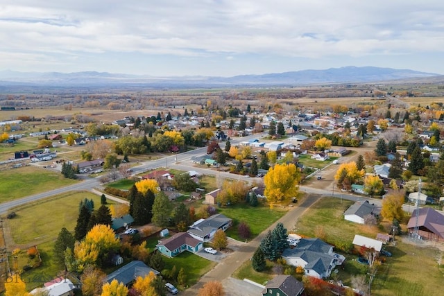 aerial view featuring a residential view and a mountain view