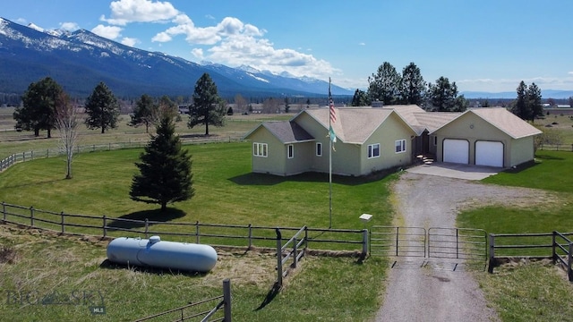 exterior space featuring a mountain view and a rural view