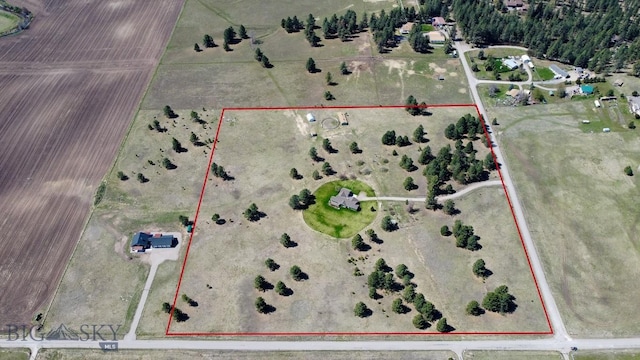 aerial view with a rural view
