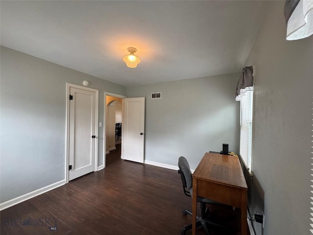 216 W 2nd Ave, Big Timber, MT 59011 - office space with baseboards, visible vents, and dark wood-type flooring