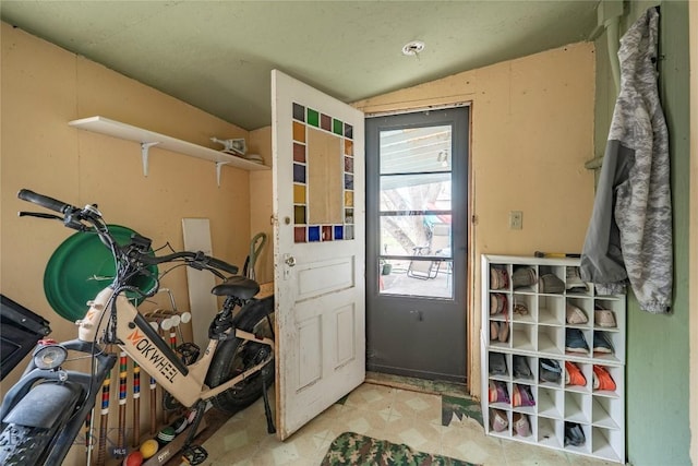 124 S M St, Livingston, MT 59047 - doorway to outside featuring vaulted ceiling