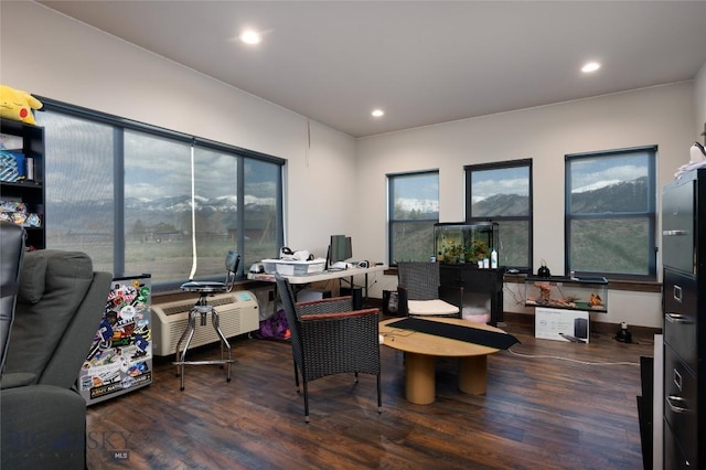home office featuring recessed lighting and wood finished floors