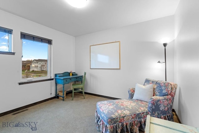 2448 Gallatin Green Blvd Unit F, Bozeman, MT 59718 - sitting room featuring carpet floors, baseboards, and visible vents
