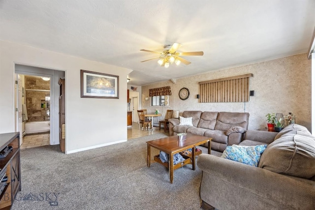 2300 S Dr, Butte, MT 59701 - carpeted living area with baseboards and a ceiling fan