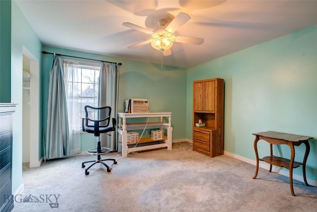 623 N Grand Ave, Bozeman, MT 59715 - carpeted home office featuring baseboards and a ceiling fan