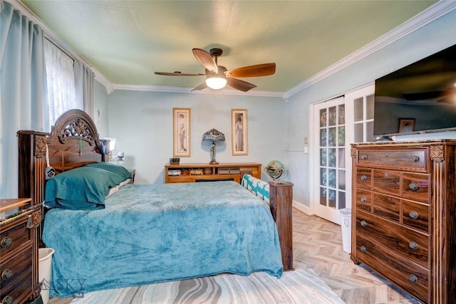 623 N Grand Ave, Bozeman, MT 59715 - bedroom with crown molding and ceiling fan