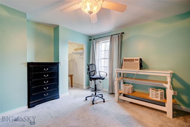 623 N Grand Ave, Bozeman, MT 59715 - home office featuring baseboards, a ceiling fan, and carpet