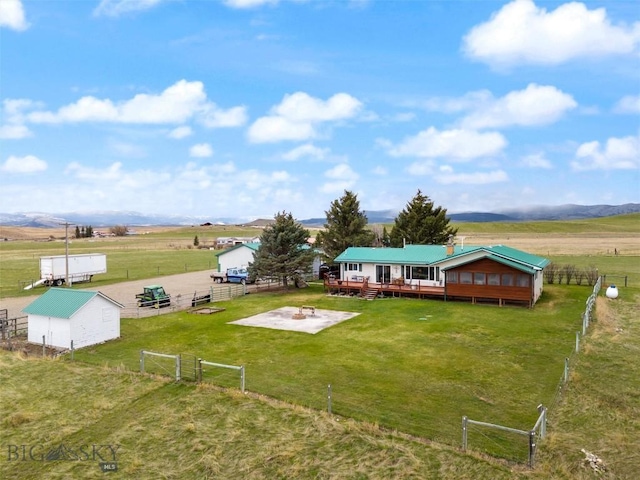 aerial view with a rural view