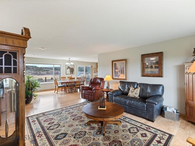 living room featuring light wood-style flooring
