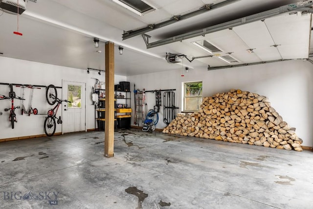 garage with a garage door opener