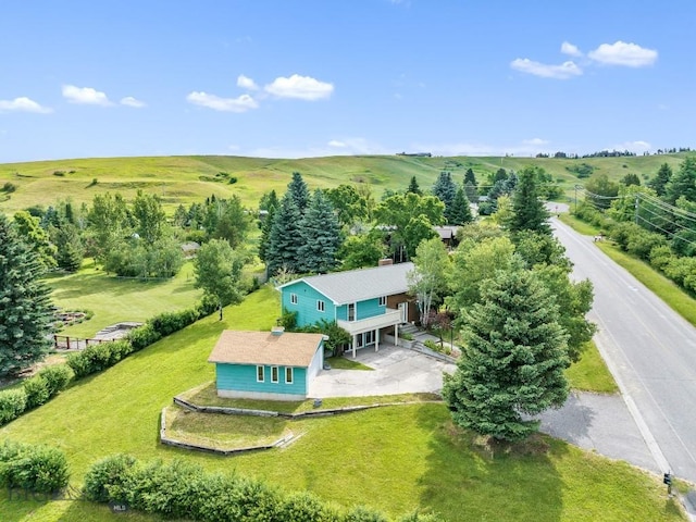 bird's eye view with a rural view