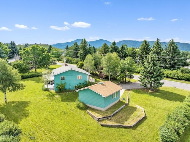 drone / aerial view with a mountain view