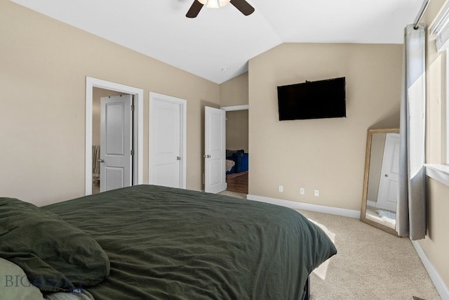 1604 Drummond Blvd, Belgrade, MT 59714 - bedroom featuring baseboards, a ceiling fan, carpet flooring, and lofted ceiling