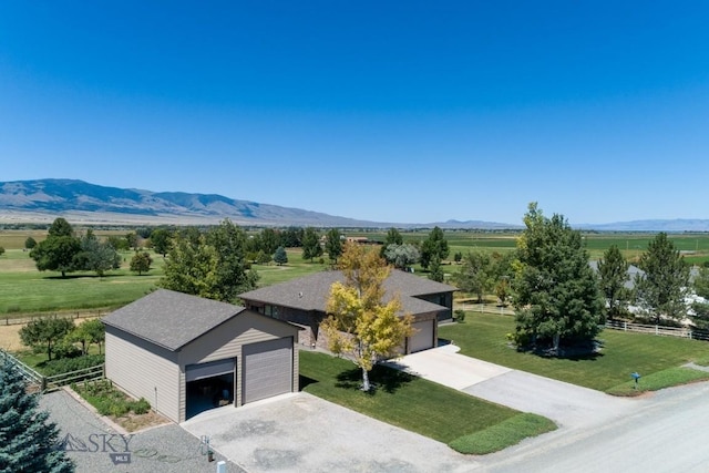 bird's eye view with a mountain view