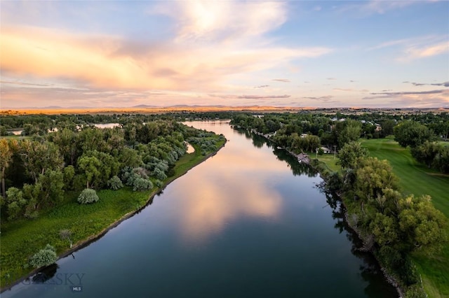 423 Riverview Ct, Great Falls, MT 59404 - aerial view at dusk with a water view