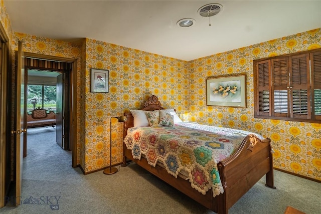 423 Riverview Ct, Great Falls, MT 59404 - carpeted bedroom with baseboards and wallpapered walls
