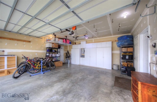 garage with a garage door opener