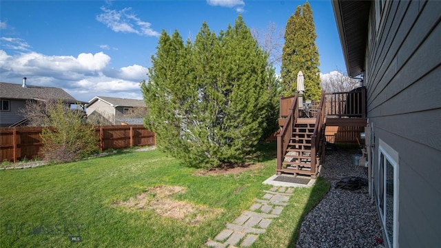 417 Henry Dr, Belgrade, MT 59714 - view of yard featuring fence, a deck, and stairway
