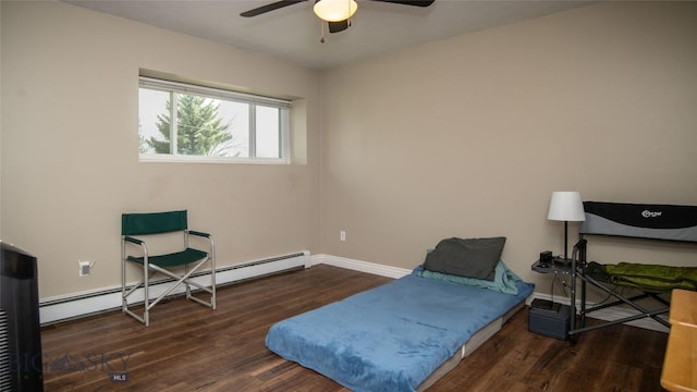 417 Henry Dr, Belgrade, MT 59714 - sitting room featuring ceiling fan, wood finished floors, and baseboard heating