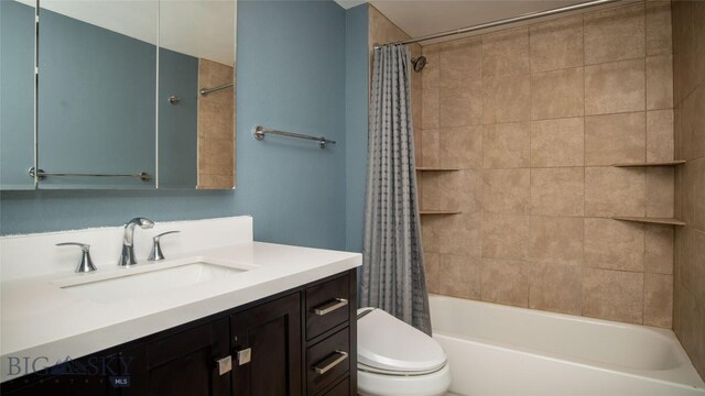 417 Henry Dr, Belgrade, MT 59714 - full bath featuring vanity, toilet, and shower / bath combination with curtain