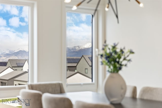 room details with a mountain view