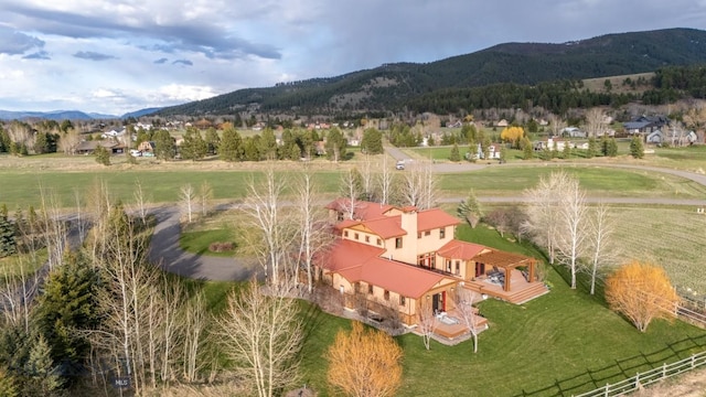 bird's eye view with a mountain view