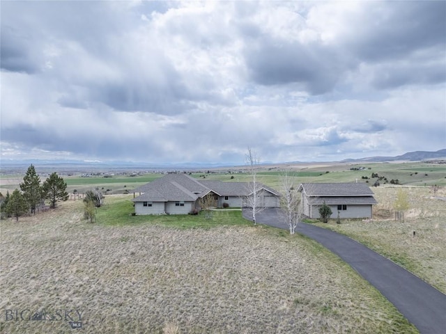 aerial view featuring a rural view