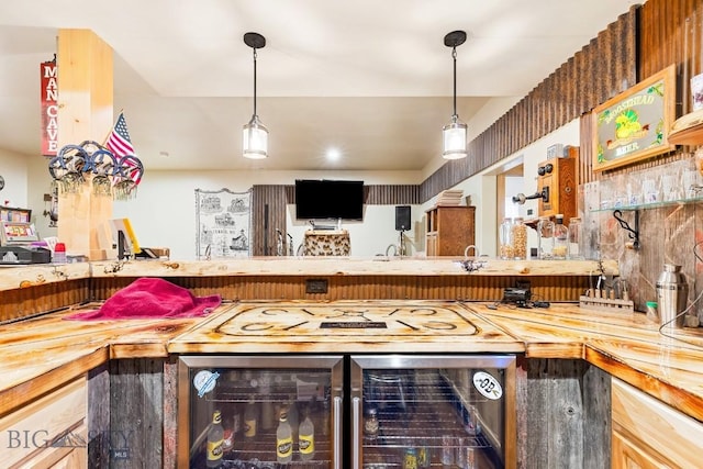interior space with beverage cooler