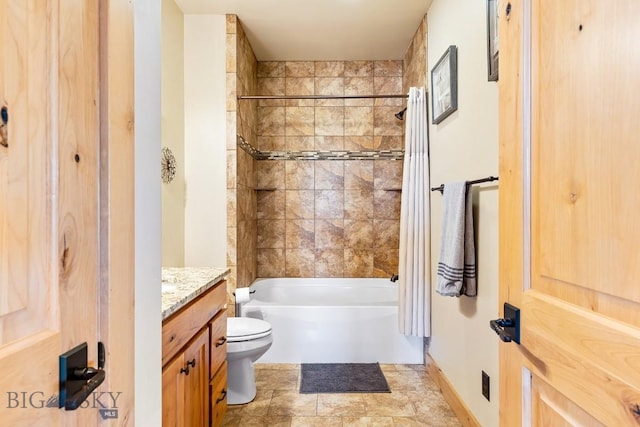 full bathroom with vanity, toilet, and bathing tub / shower combination