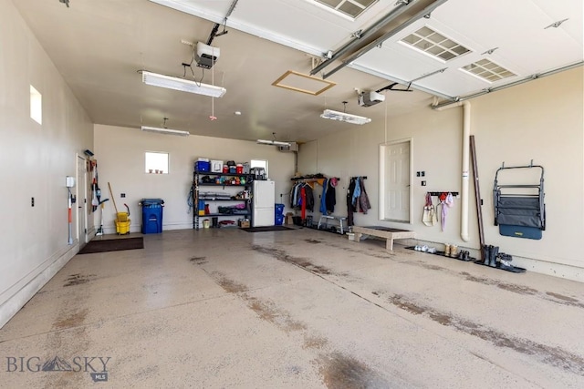 garage with a garage door opener