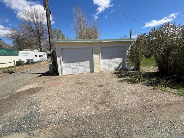 view of detached garage