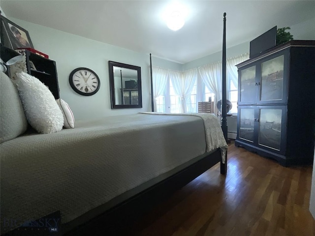bedroom featuring dark wood finished floors