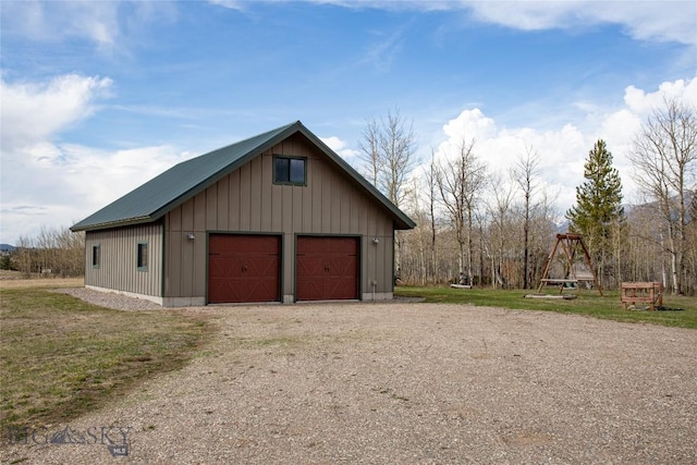 view of detached garage