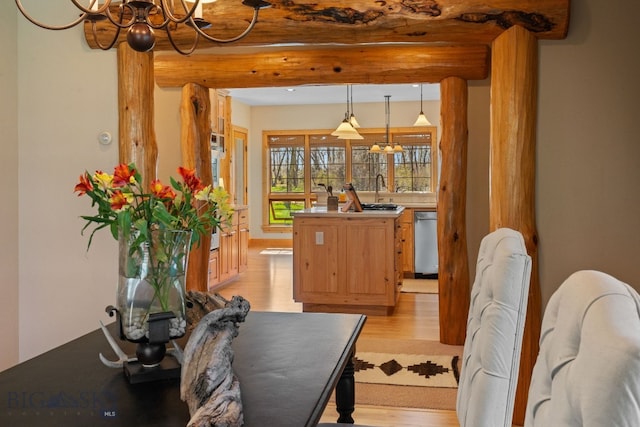 624 Rocking Horse Dr, Bozeman, MT 59718 - interior space featuring light wood-style flooring and a chandelier