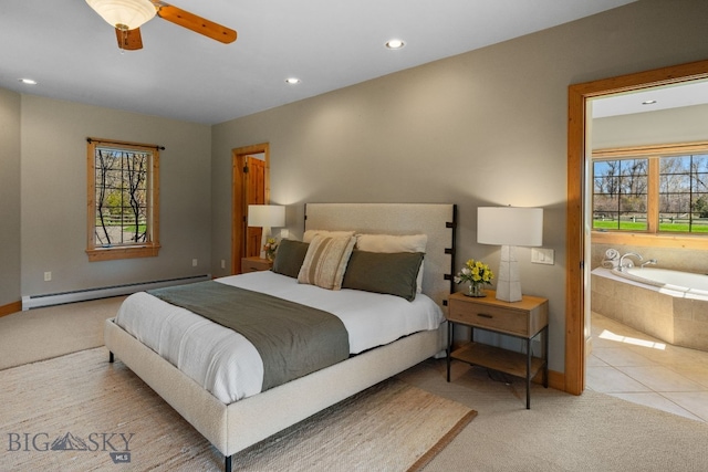 624 Rocking Horse Dr, Bozeman, MT 59718 - carpeted bedroom featuring recessed lighting, baseboards, and baseboard heating