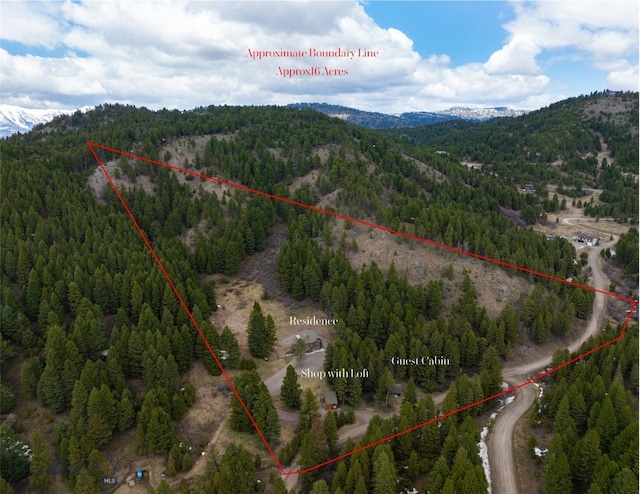 189 Quinn Creek Rd, Bozeman, MT 59715 - bird's eye view featuring a forest view and a mountain view