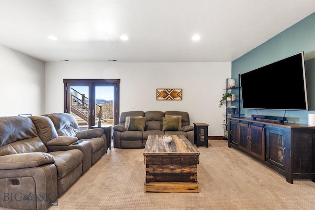 14549 High Flat Rd, Bozeman, MT 59718 - living room featuring light colored carpet and recessed lighting