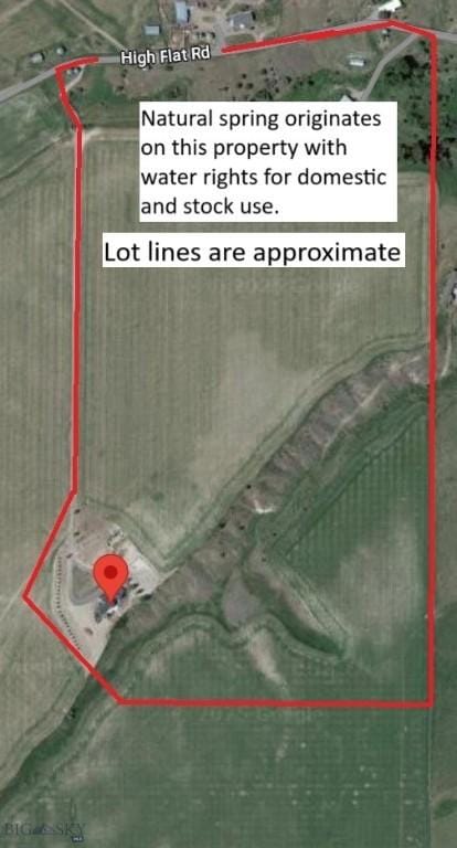 14549 High Flat Rd, Bozeman, MT 59718 - map / location with property parcel outlined