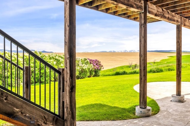 14549 High Flat Rd, Bozeman, MT 59718 - view of green lawn with stairway and a patio area