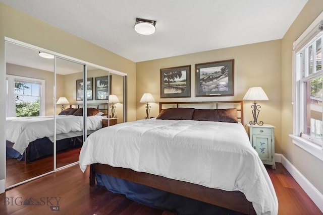 381 Bozeman Trail Rd, Bozeman, MT 59715 - bedroom with wood finished floors, a closet, and multiple windows