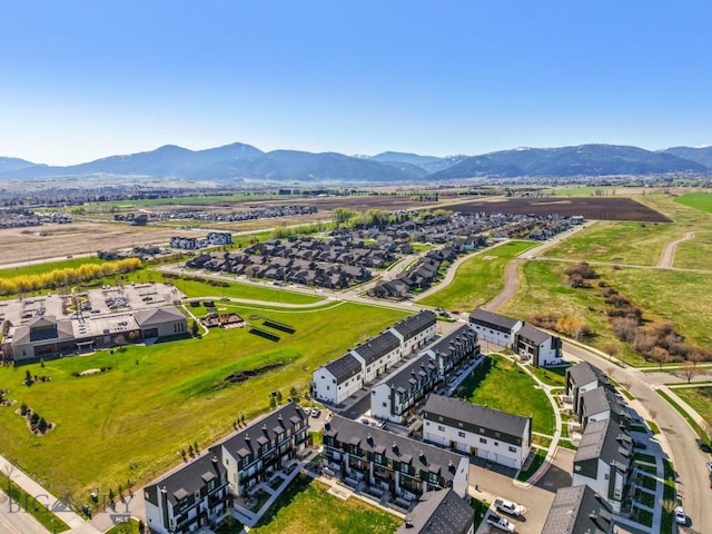 bird's eye view with a mountain view