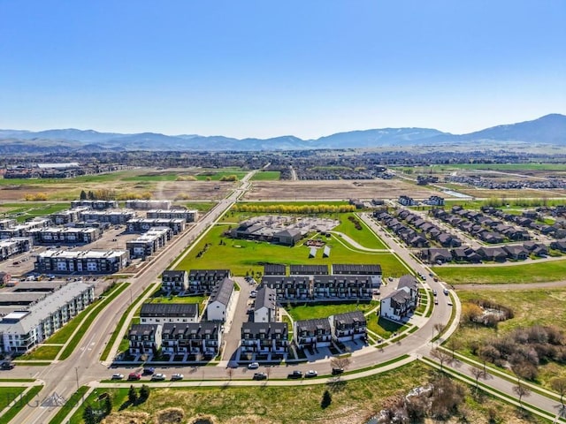 drone / aerial view with a mountain view