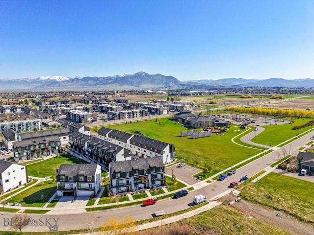 drone / aerial view with a mountain view