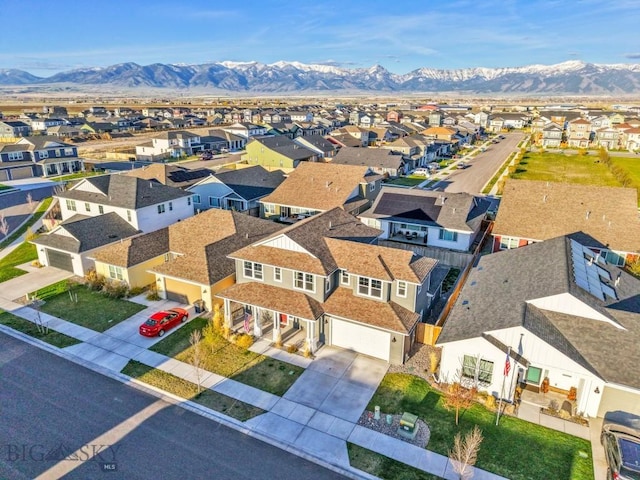 aerial view with a residential view and a mountain view